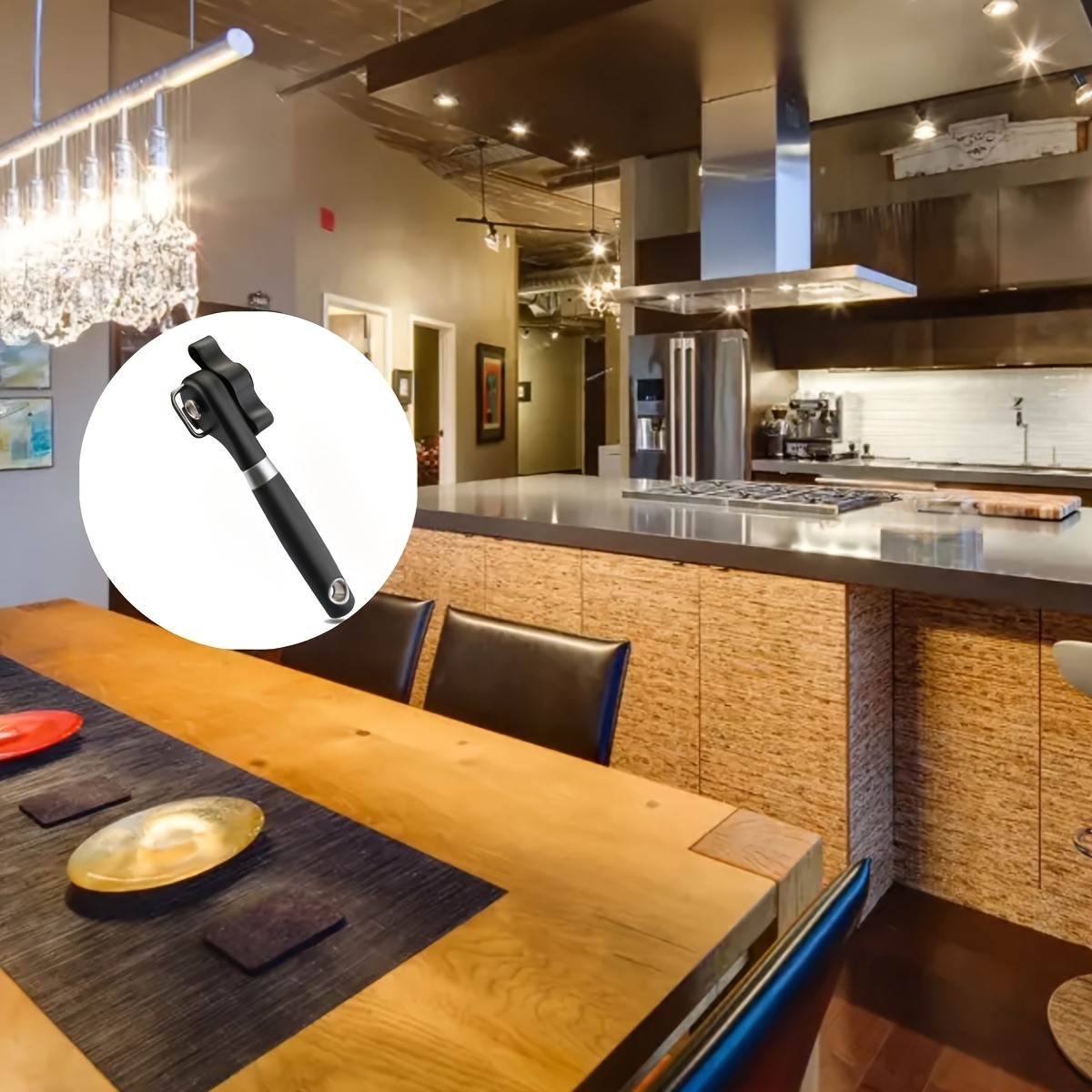 LDQ Stainless Steel TLDOD Manual Can Opener – Quick Side-Opening Kitchen Tool with Ergonomic Black Handle