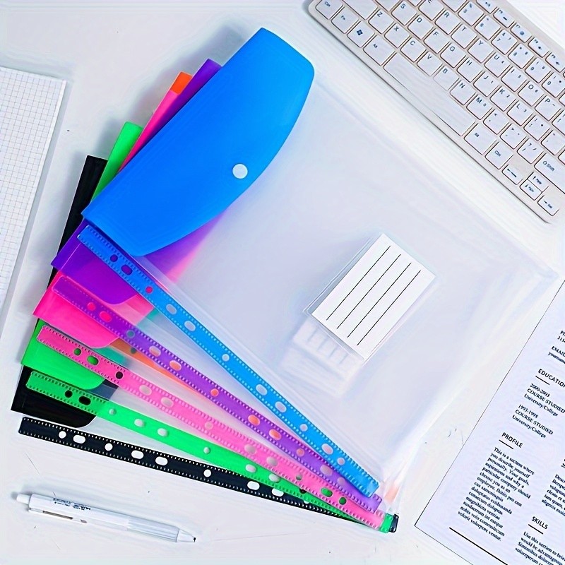 LDQ 12-Pack A4 Expanding File Folders – Heavy-Duty PP Document Organizers with Push-Button Lock & 11-Ring Binder Pockets