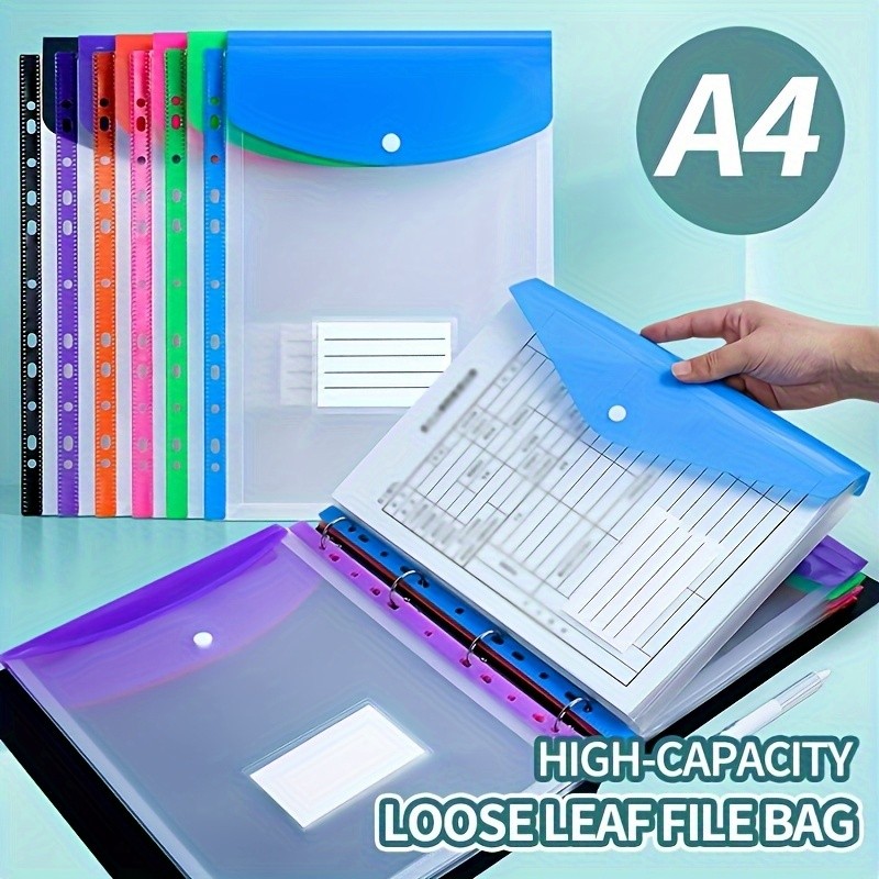 LDQ 12-Pack A4 Expanding File Folders – Heavy-Duty PP Document Organizers with Push-Button Lock & 11-Ring Binder Pockets