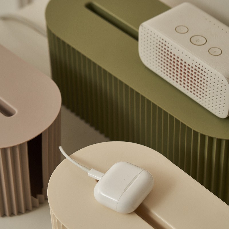 LDQ Cord Organizer Box with Lid – Scratch-Resistant Cable Management System for Desks, TV Units & Home Offices