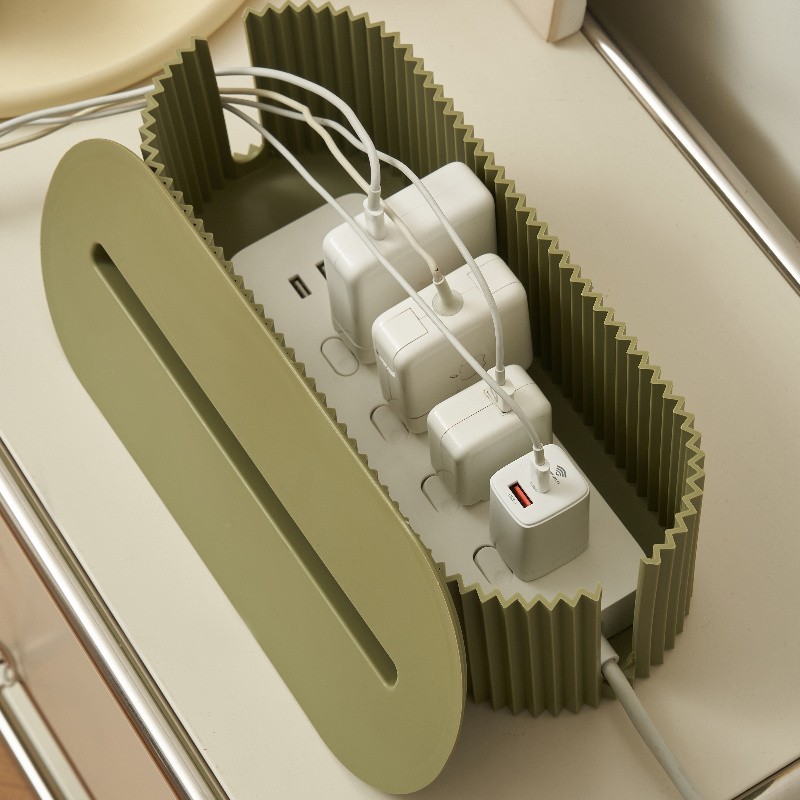 LDQ Cord Organizer Box with Lid – Scratch-Resistant Cable Management System for Desks, TV Units & Home Offices