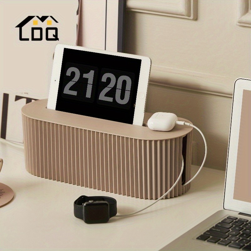 LDQ Cord Organizer Box with Lid – Scratch-Resistant Cable Management System for Desks, TV Units & Home Offices