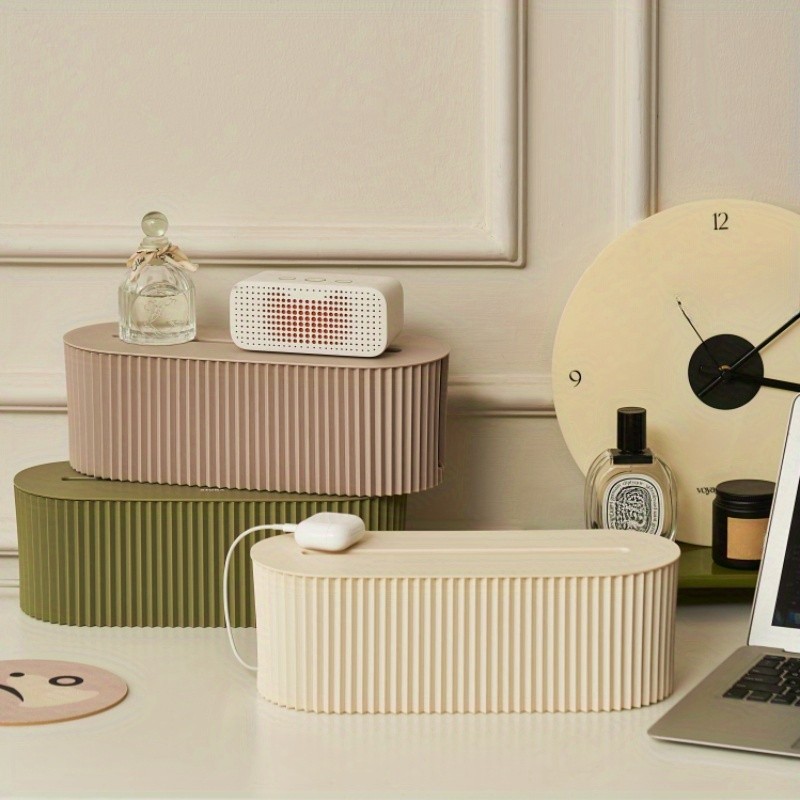 LDQ Cord Organizer Box with Lid – Scratch-Resistant Cable Management System for Desks, TV Units & Home Offices