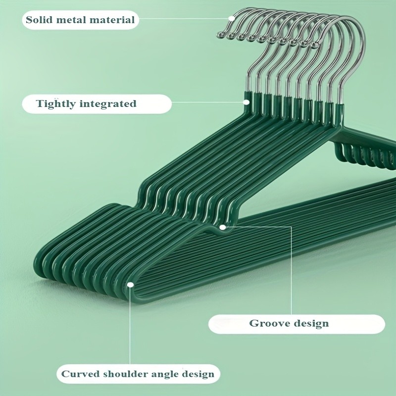 LDQ Heavy-Duty Non-Slip Metal Clothes Hangers – 10-Piece Traceless Space-Saving Set for Closets, Bedrooms & Home Storage