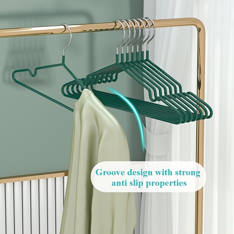 LDQ Heavy-Duty Non-Slip Metal Clothes Hangers – 10-Piece Traceless Space-Saving Set for Closets, Bedrooms & Home Storage