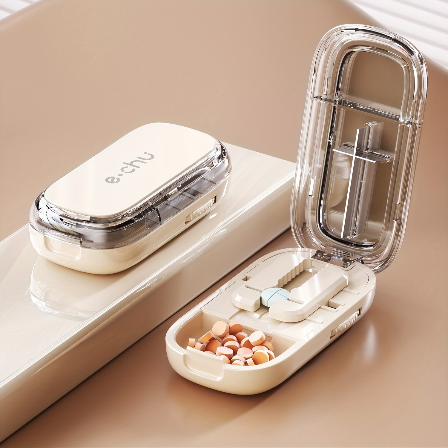 LDQ Portable Pill Cutter & Divider – Accurate One-to-Two Tablet Splitter with Easy-to-Use Medication Organizer Case