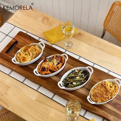 KEMORELA Extra Long Wooden Serving Board with Handles – Elegant Dark Brown Charcuterie & Cutting Board