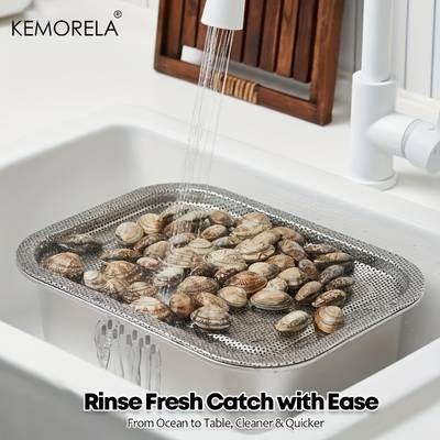 KEMORELA 304 Stainless Steel Folding Dishwashing Basin – Multi-Purpose Portable Washing Basket