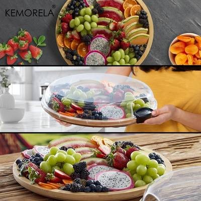 KEMORELA Large Charcuterie Plate with Lid – Elegant Wooden Serving Board for Cheese, Snacks & Parties