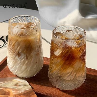 KEMORELA INS Glass Coffee Cup Set (4/6pcs) – Rotating Stripe Design