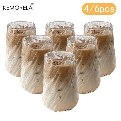 KEMORELA INS Glass Coffee Cup Set (4/6pcs) – Rotating Stripe Design