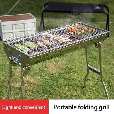 Awaoko 4pcs Extended Stainless Steel BBQ Grill Set – Foldable, Portable & Heavy-Duty