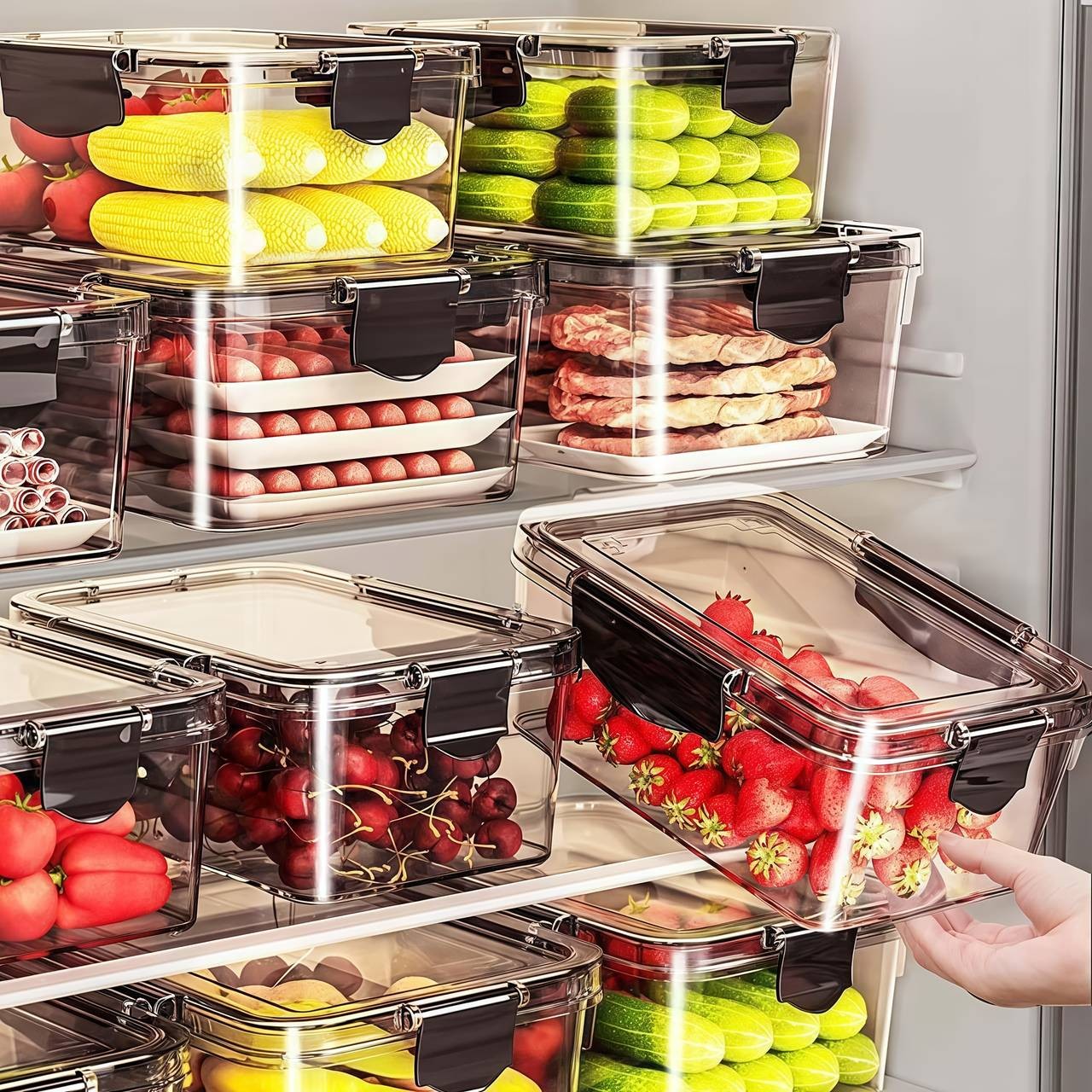 Awaoko 6pcs 16oz Fresh-Keeping Storage Boxes – Transparent Snap-Lock Acrylic Containers