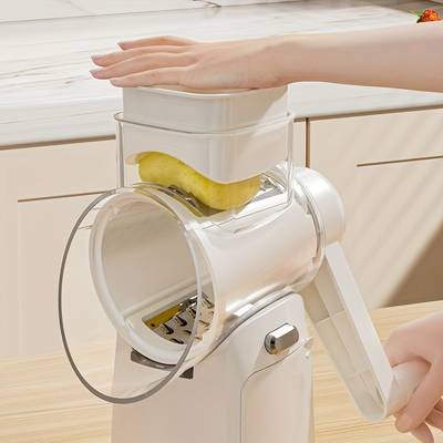 Awaoko Multi-Function Rotating Manual Vegetable Slicer – 10-Blade Stainless Steel Grater