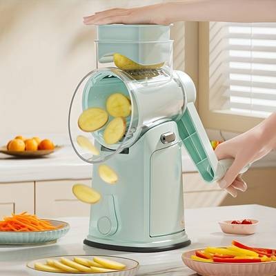 Awaoko Multi-Function Rotating Manual Vegetable Slicer – 10-Blade Stainless Steel Grater