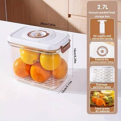 Awaoko Vacuum Timer Freshness Box Set (1pc / 3pcs) – Square Acrylic Food Storage with Drainage Partition & Vacuum Pump
