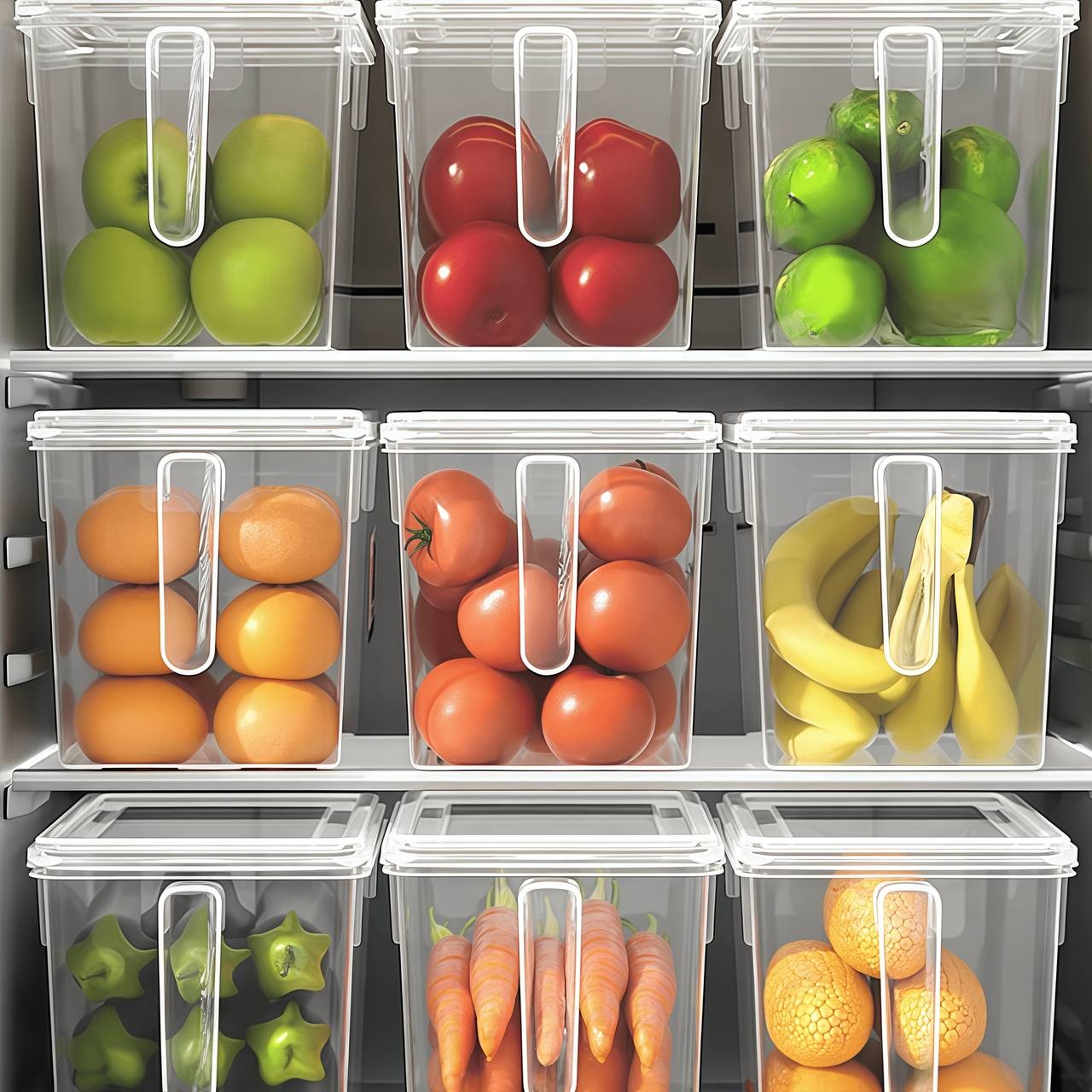 Awaoko 3pcs Extra Large Refrigerator Storage Boxes with Lids – Heavy-Duty, Stackable & Transparent