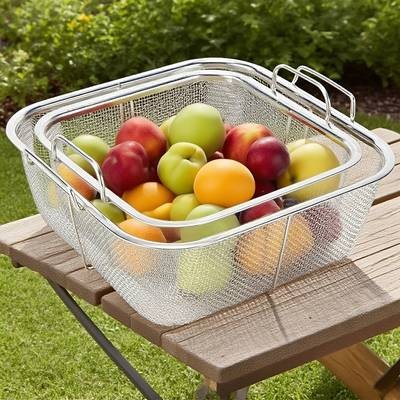 Awaoko 2pcs Stainless Steel Deep Frying Basket Set – Heavy-Duty Mesh Drainer (7.8” & 9.4”)