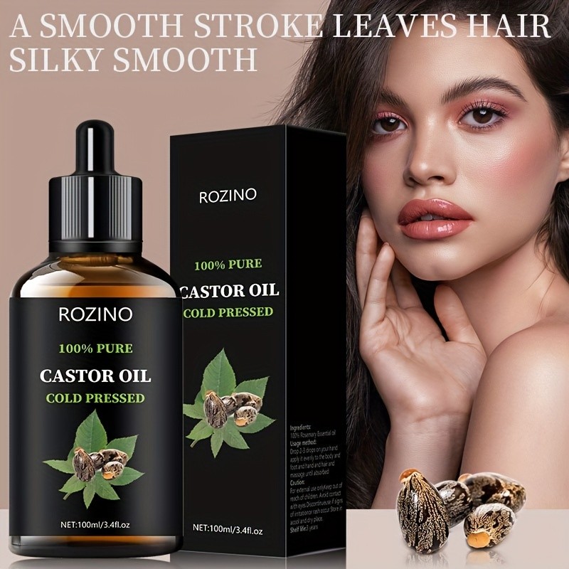 ROZINO Unrefined Castor Oil – Cold-Pressed Hair, Skin & Nail Care Solution