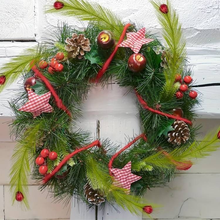 NLDD 12pcs Artificial Christmas Tree Stems – Lime Green Furry Holiday Picks with Red Berries