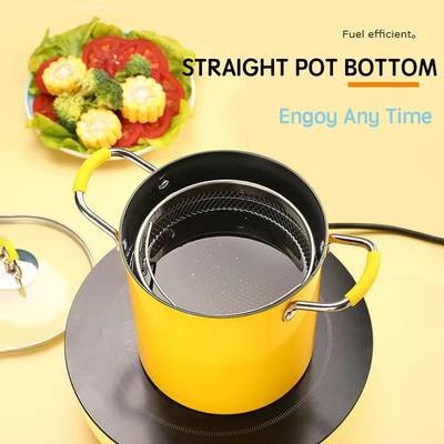 YIMUWN Tempura Frying Pot – Small Fine-Iron Uncoated Frying Pot for Home Cooking