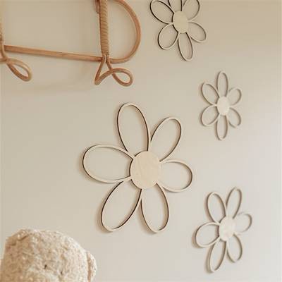 YIMUWN Nordic Style Wooden Daisy Wall Decor – Self-Adhesive, Reusable Floral Cut-Out Wall Art