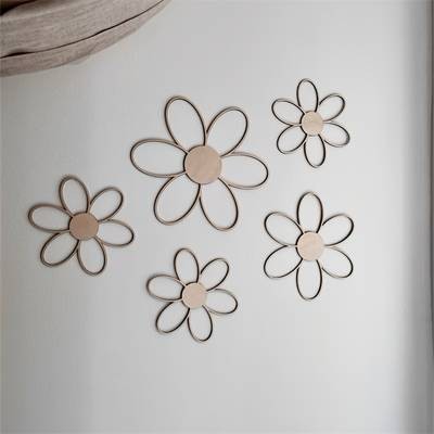 YIMUWN Nordic Style Wooden Daisy Wall Decor – Self-Adhesive, Reusable Floral Cut-Out Wall Art