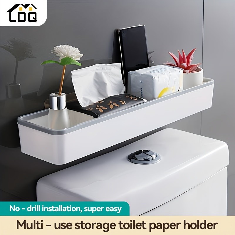 LDQ No-Drill Toilet Caddy & Dispenser – Wall-Mounted Storage Tray for Effortless NZ Bathroom Organisation