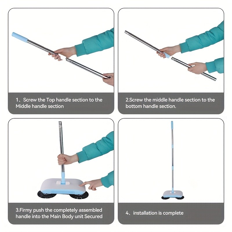 LDQ 2-in-1 Handheld Sweeper & Mop Combo – Automatic Push Broom with Dustpan for Effortless NZ Floor Cleaning