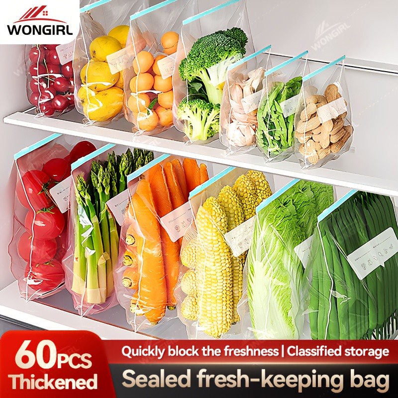 LDQ 60pcs Leak-Proof Food Storage Bag Set – Reusable Multi-Size Kitchen Organisers for Fresher NZ Ingredients