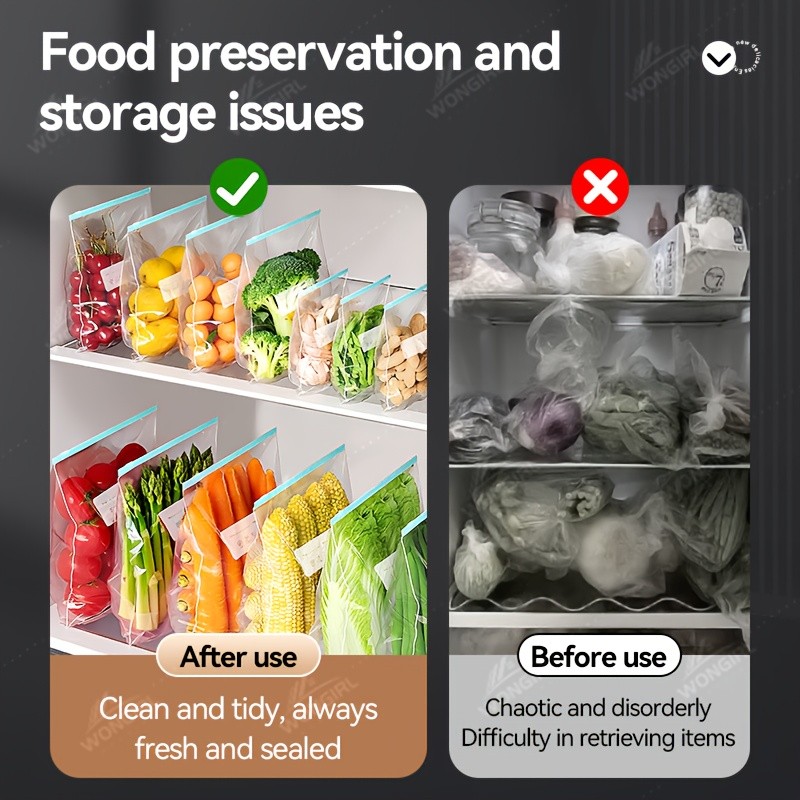LDQ 60pcs Leak-Proof Food Storage Bag Set – Reusable Multi-Size Kitchen Organisers for Fresher NZ Ingredients