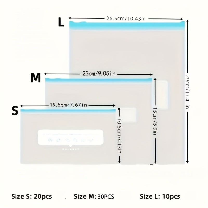 LDQ 60pcs Leak-Proof Food Storage Bag Set – Reusable Multi-Size Kitchen Organisers for Fresher NZ Ingredients