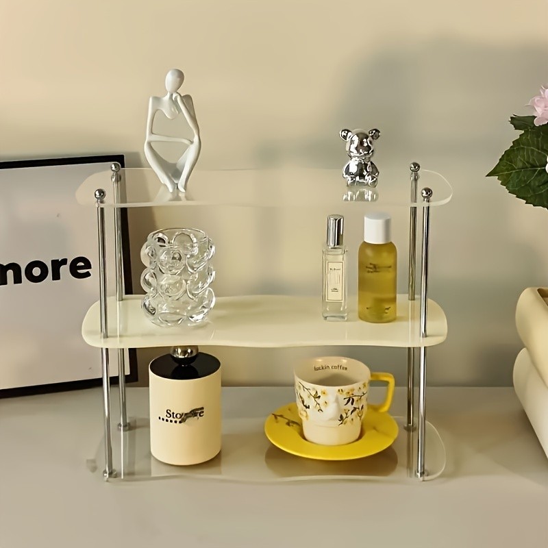 LDQ Two-Tier Acrylic Desktop Shelf – Detachable Space-Saving Organiser for NZ Beauty & Workspaces