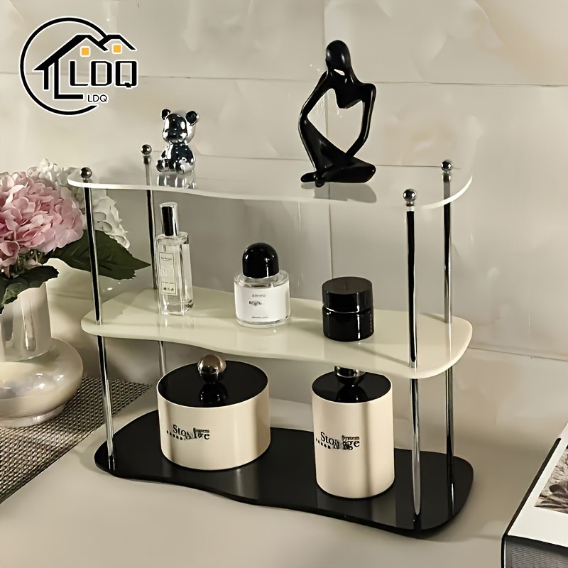 LDQ Two-Tier Acrylic Desktop Shelf – Detachable Space-Saving Organiser for NZ Beauty & Workspaces