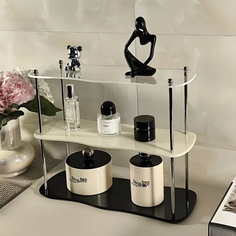 LDQ Two-Tier Acrylic Desktop Shelf – Detachable Space-Saving Organiser for NZ Beauty & Workspaces