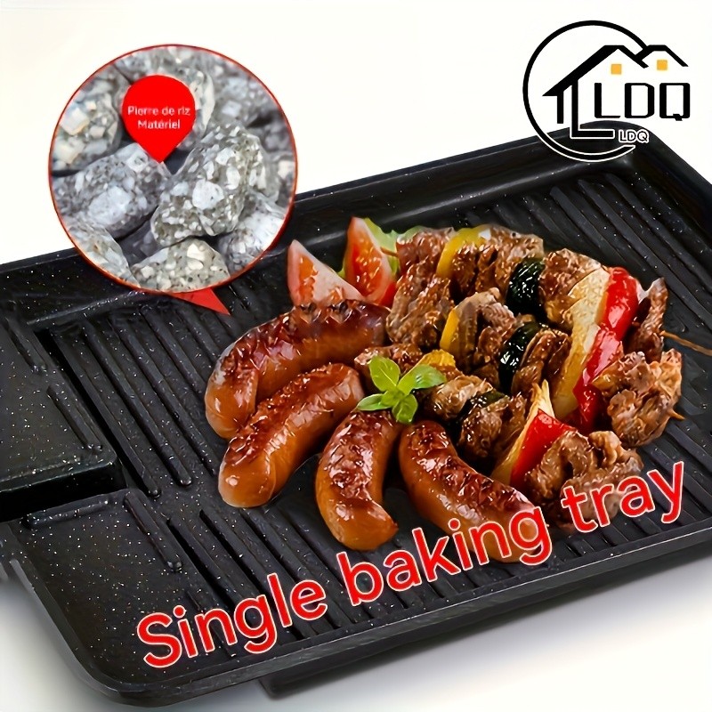 LDQ Smokeless Non-Stick Grill Pan – Durable Aluminium Alloy Rectangular Tray for Easy NZ Indoor & Outdoor BBQ
