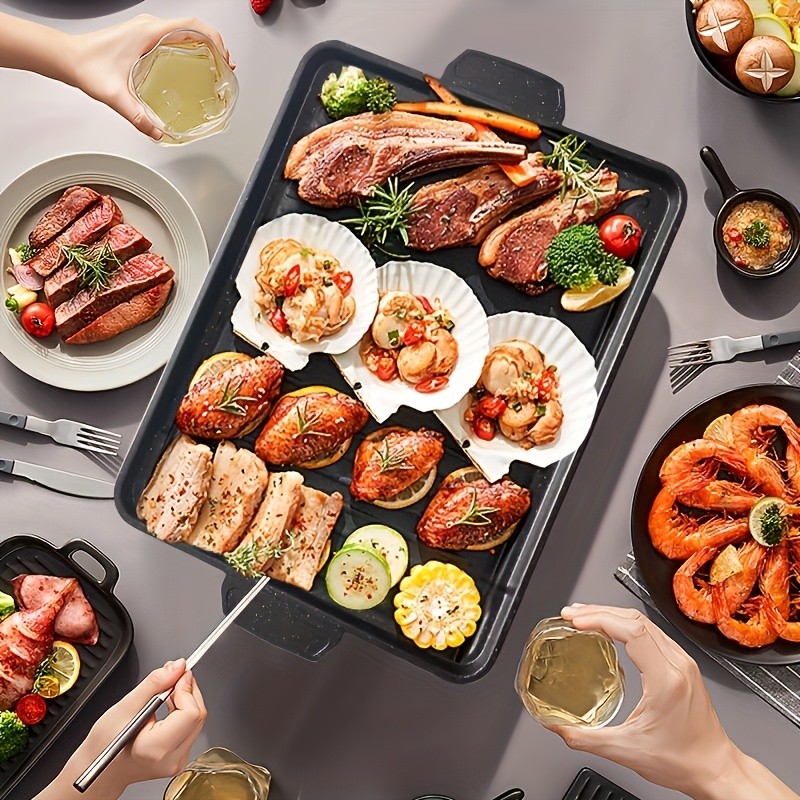 LDQ Smokeless Non-Stick Grill Pan – Durable Aluminium Alloy Rectangular Tray for Easy NZ Indoor & Outdoor BBQ