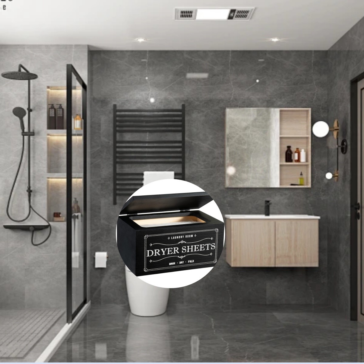 LDQ Rustic Dryer Sheet Holder – Hinged-Lid Farmhouse Container for Neat NZ Laundry Storage & Organisation