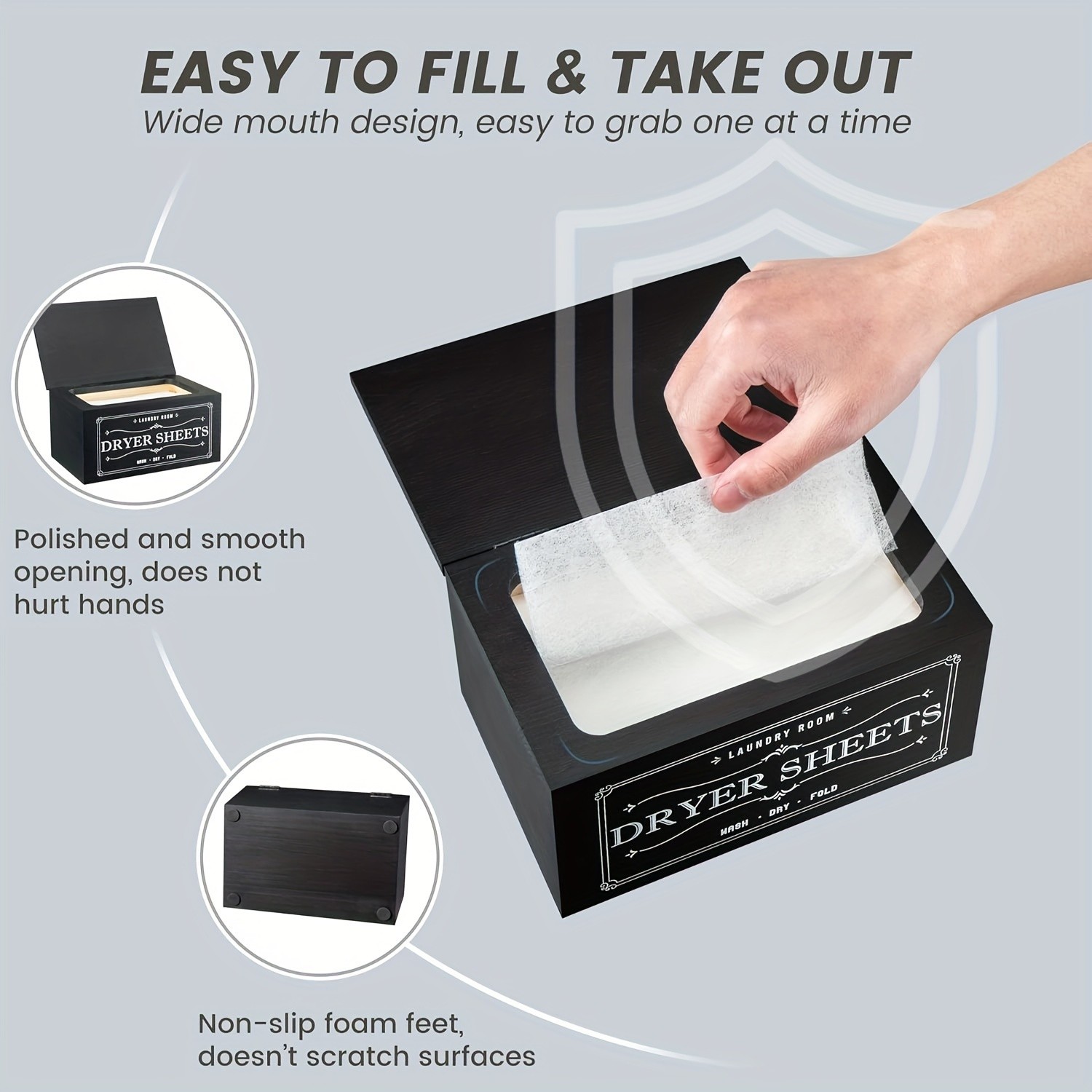 LDQ Rustic Dryer Sheet Holder – Hinged-Lid Farmhouse Container for Neat NZ Laundry Storage & Organisation