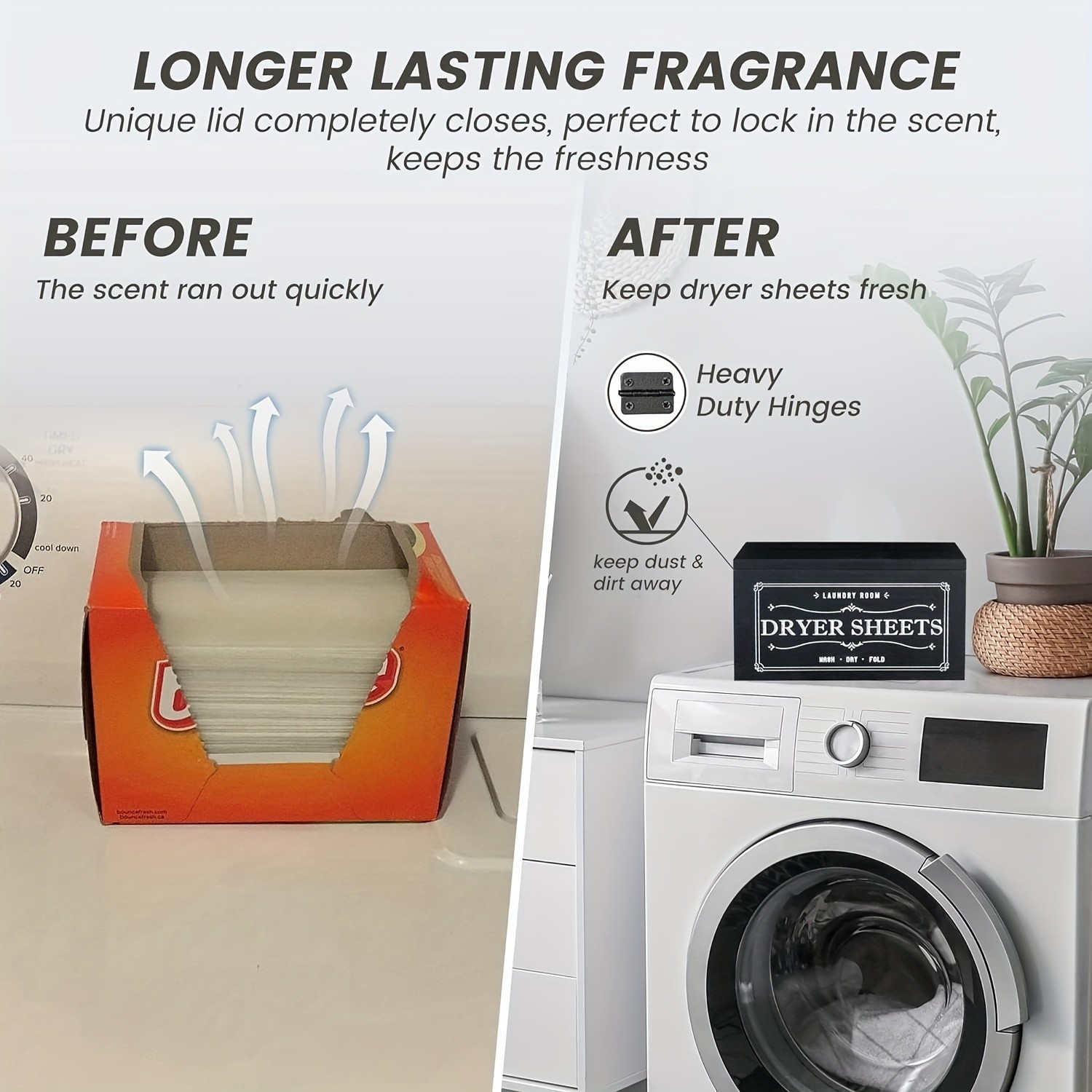 LDQ Rustic Dryer Sheet Holder – Hinged-Lid Farmhouse Container for Neat NZ Laundry Storage & Organisation