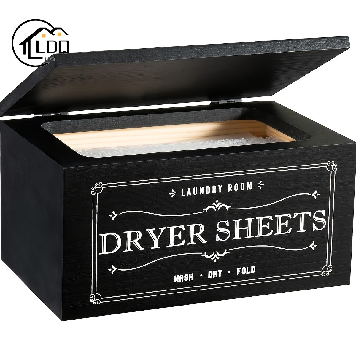 LDQ Rustic Dryer Sheet Holder – Hinged-Lid Farmhouse Container for Neat NZ Laundry Storage & Organisation