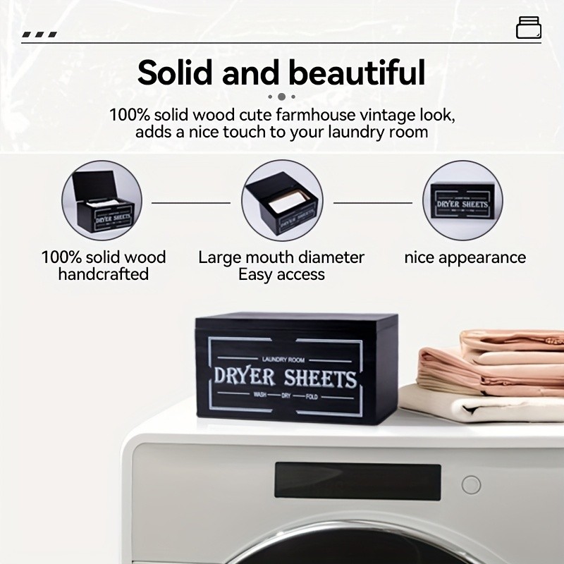LDQ Rustic Dryer Sheet Holder – Hinged-Lid Farmhouse Container for Neat NZ Laundry Storage & Organisation