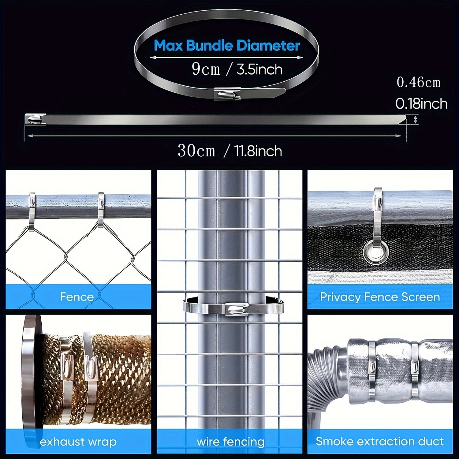 LDQ Heavy-Duty Stainless Steel Zip Ties – 100pcs Rustproof Self-Locking Fasteners for NZ Vehicles, Machinery & Outdoor Use