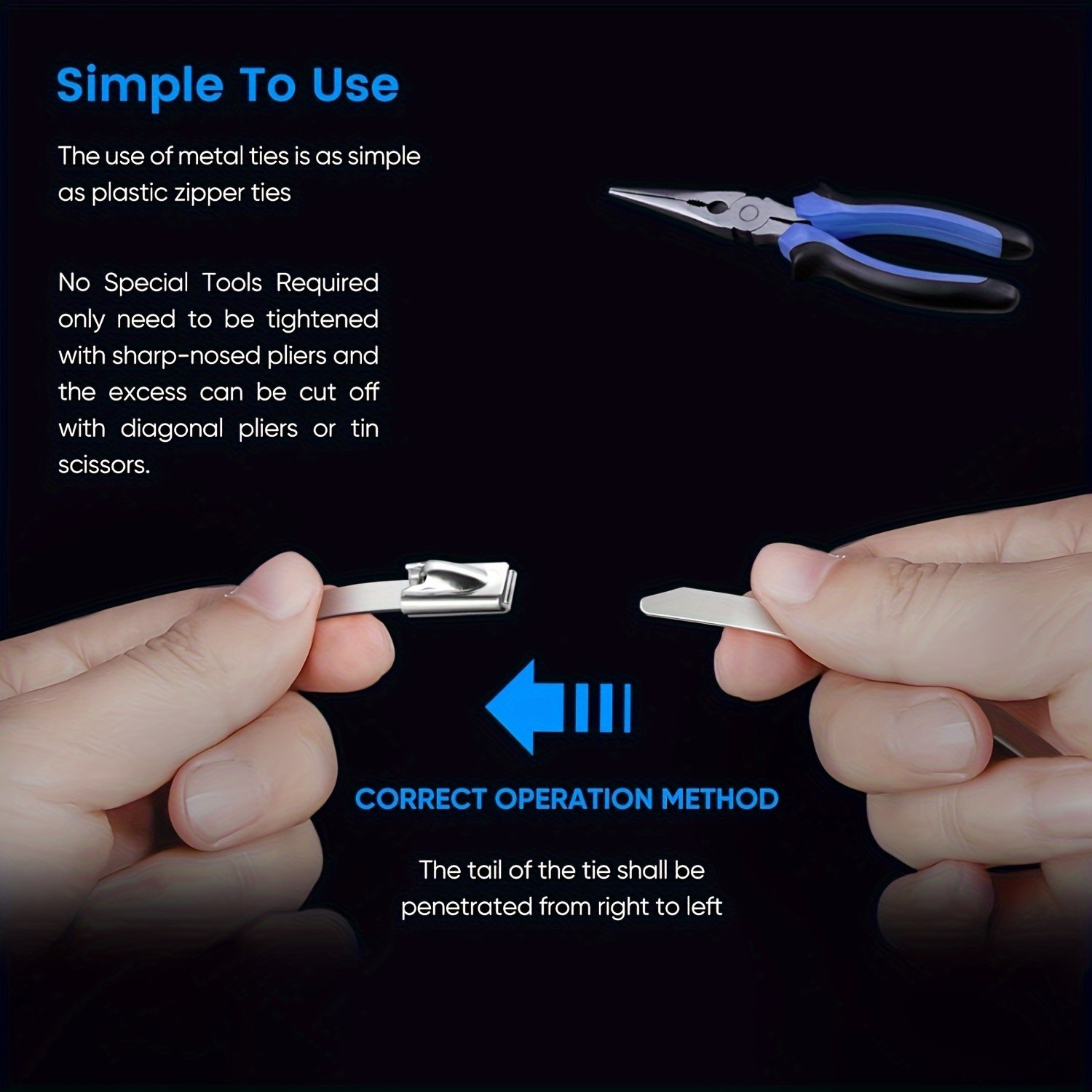 LDQ Heavy-Duty Stainless Steel Zip Ties – 100pcs Rustproof Self-Locking Fasteners for NZ Vehicles, Machinery & Outdoor Use