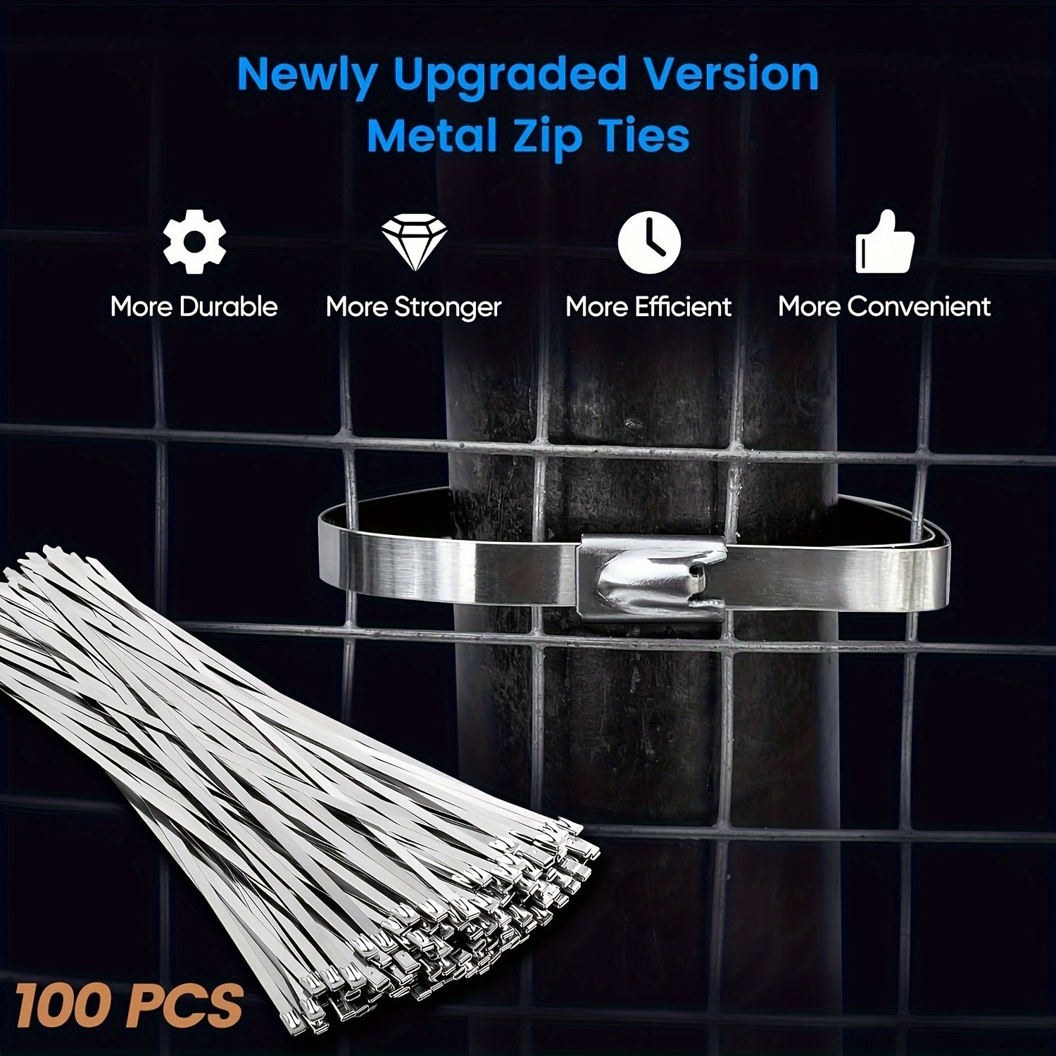 LDQ Heavy-Duty Stainless Steel Zip Ties – 100pcs Rustproof Self-Locking Fasteners for NZ Vehicles, Machinery & Outdoor Use