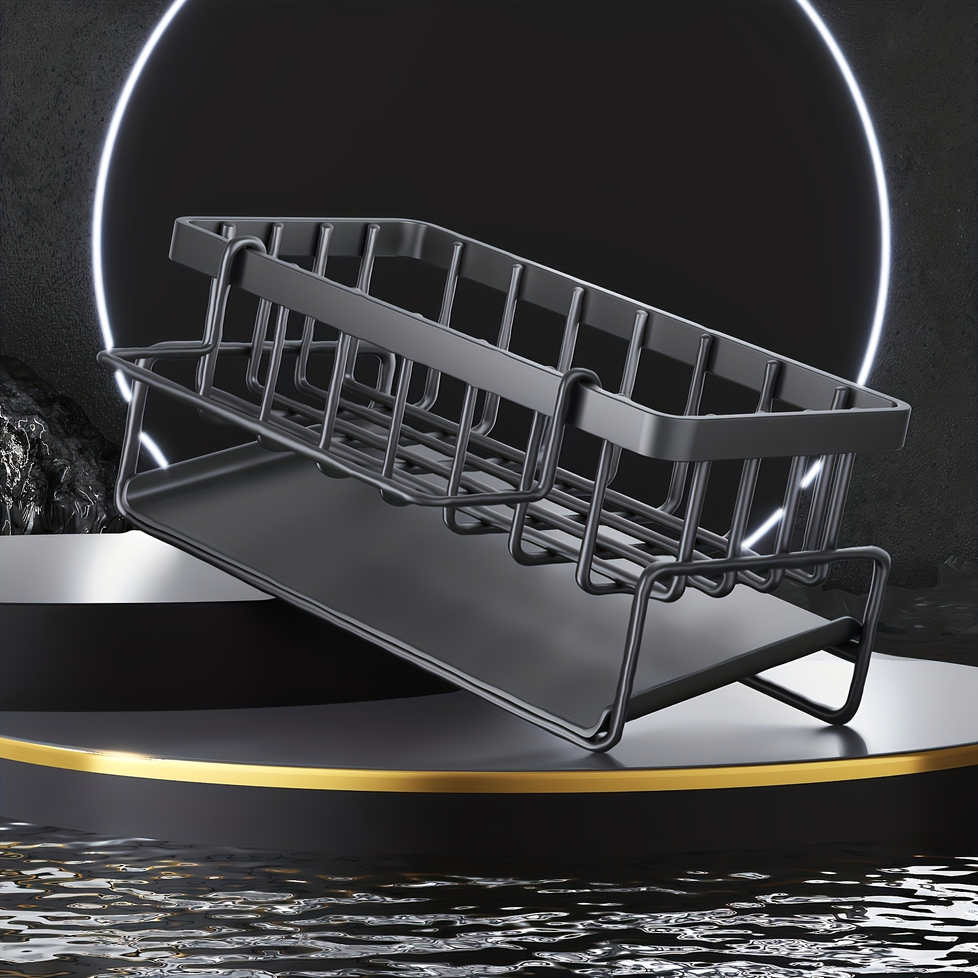 MCMLS Carbon Steel Sink Caddy – Heavy-Duty Black Countertop Rack for Smart NZ Kitchen Organisation