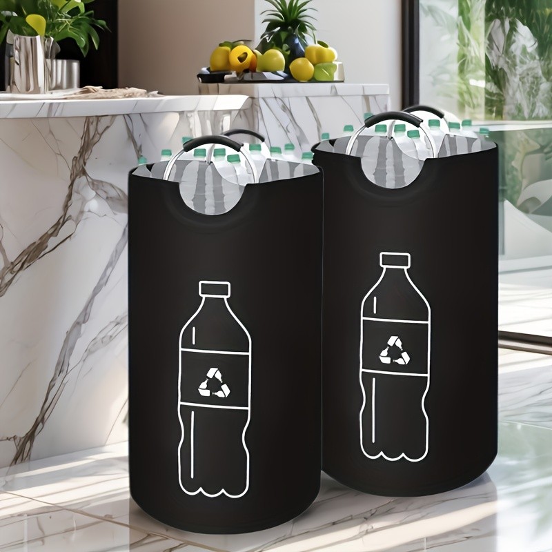 MCMLS Extra-Large Foldable Recycling Bin – Cylindrical Open-Top Storage Basket for NZ Bottles & Home Organisation
