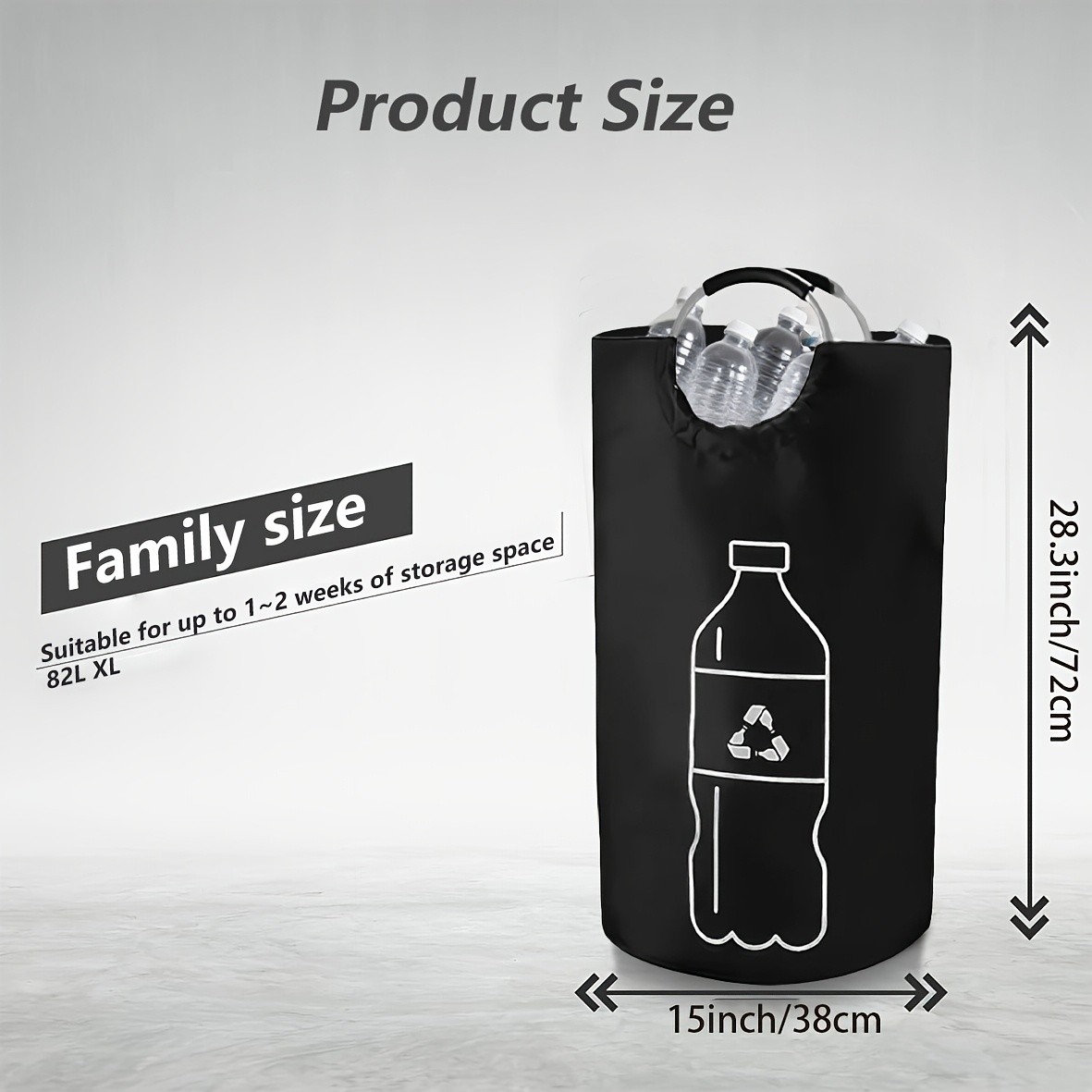 MCMLS Extra-Large Foldable Recycling Bin – Cylindrical Open-Top Storage Basket for NZ Bottles & Home Organisation