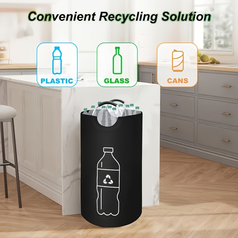 MCMLS Extra-Large Foldable Recycling Bin – Cylindrical Open-Top Storage Basket for NZ Bottles & Home Organisation