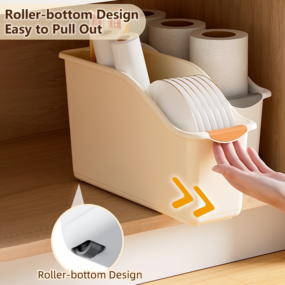 MCMLS Curved-Design Storage Box Set – Heavy-Duty Multi-Compartment Bins for Smart NZ Kitchen & Home Organisation